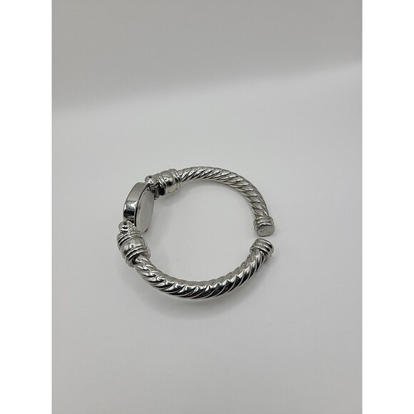 Vintage Cote d Azur Wristwatch Silver Tone Cuff Bracelet Cream Dial Square - Picture 12 of 12